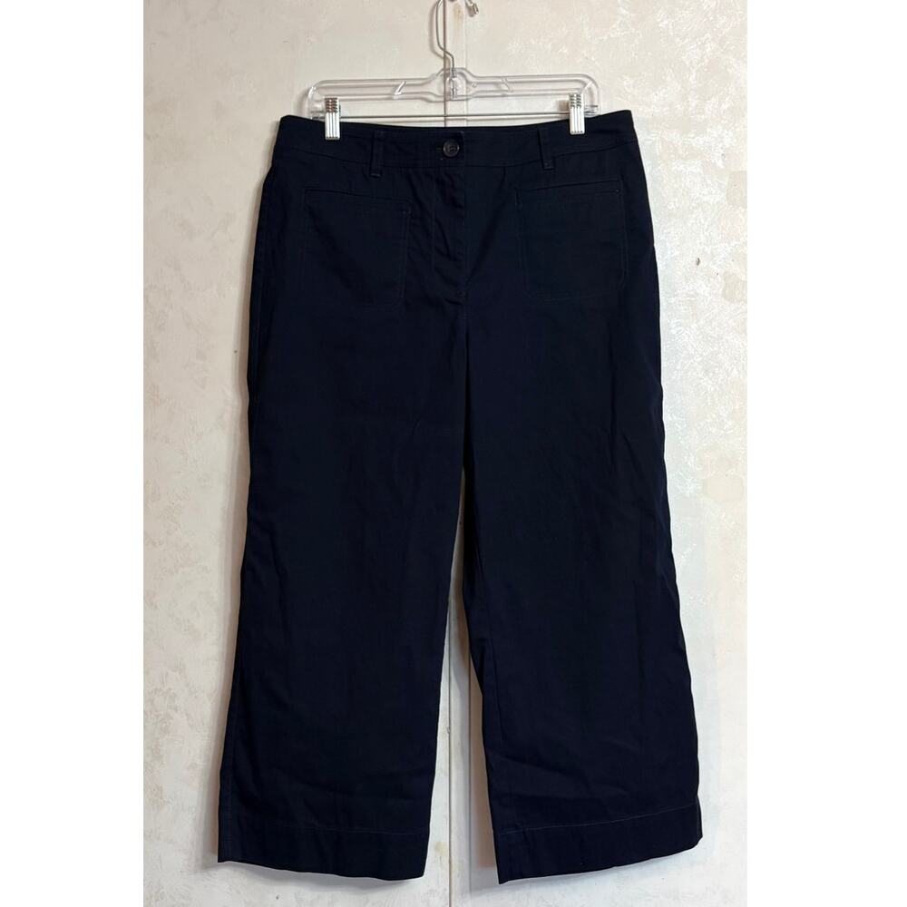 Talbots Navy Wide-Leg Cropped Sailor Utility Coastal Modern Minimalist Casual 14